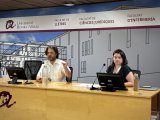 Els investigadors Joaquim Rovira i Aitana de la Varga durant la segona sessió del congrés.